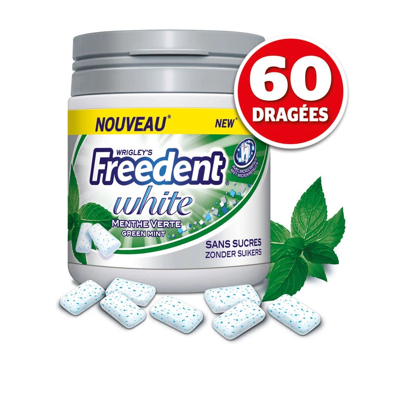 Green Mint Flavor Sugar-Free Chewing Gum; box x60 - FREEDENT