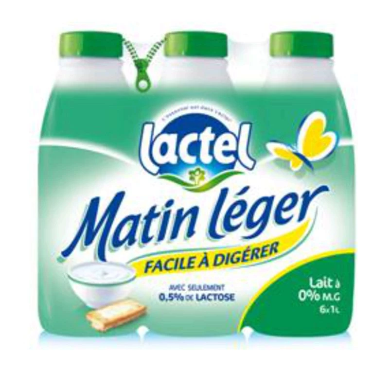 Light morning milk easy to digest 0% fat 6x1L - LACTEL