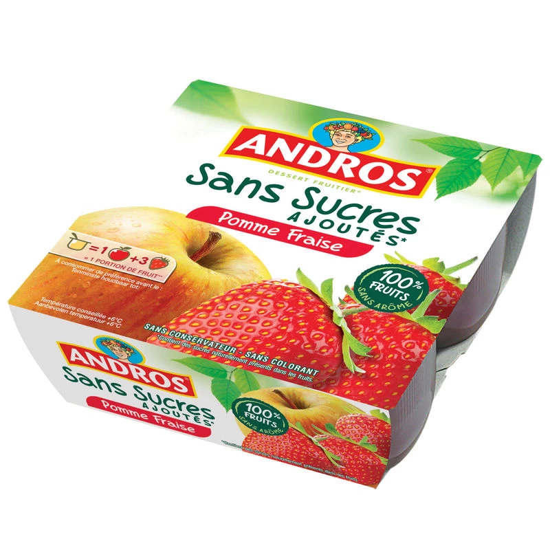 Compote pomme fraise 4x100g - ANDROS