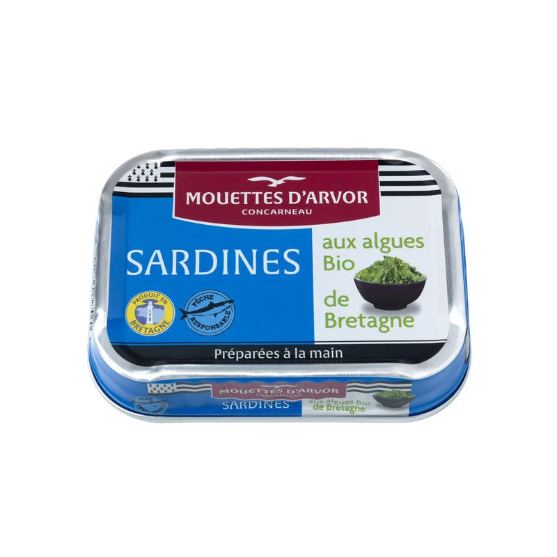 Sardines aux Algues de Bretagne Bio 115g - LES MOUETTES D'ARVOR