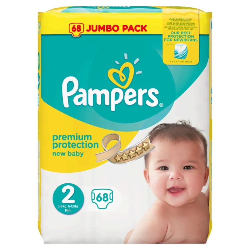 Couches bébé premium T2 X68 - PAMPERS