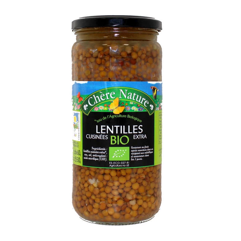 Organic cooked lentils Jar 72cl - CHERE NATURE