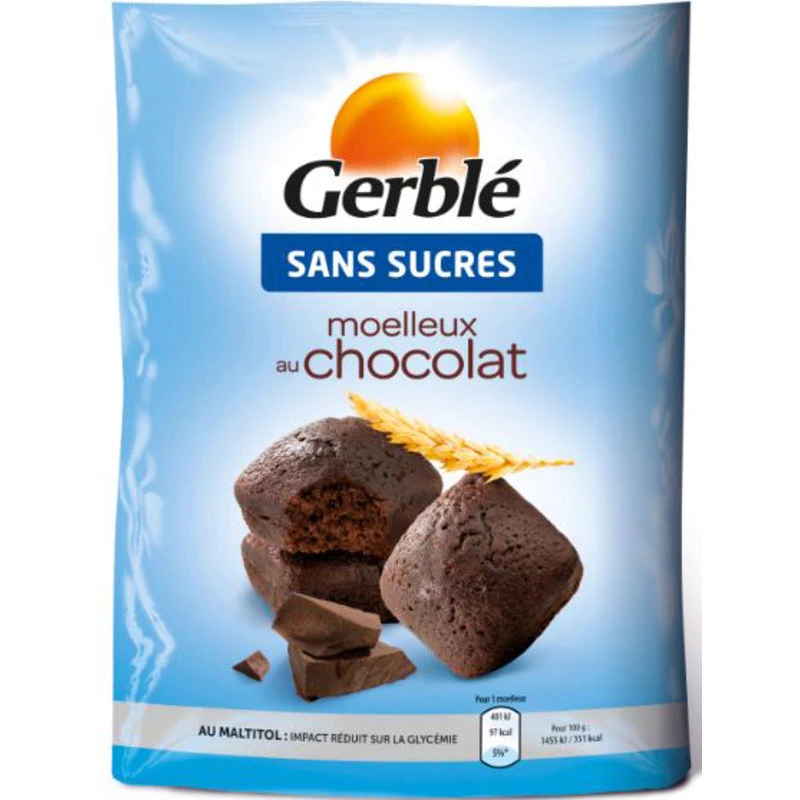 Grossiste Moelleux au chocolat sans sucres 196g - GERBLE