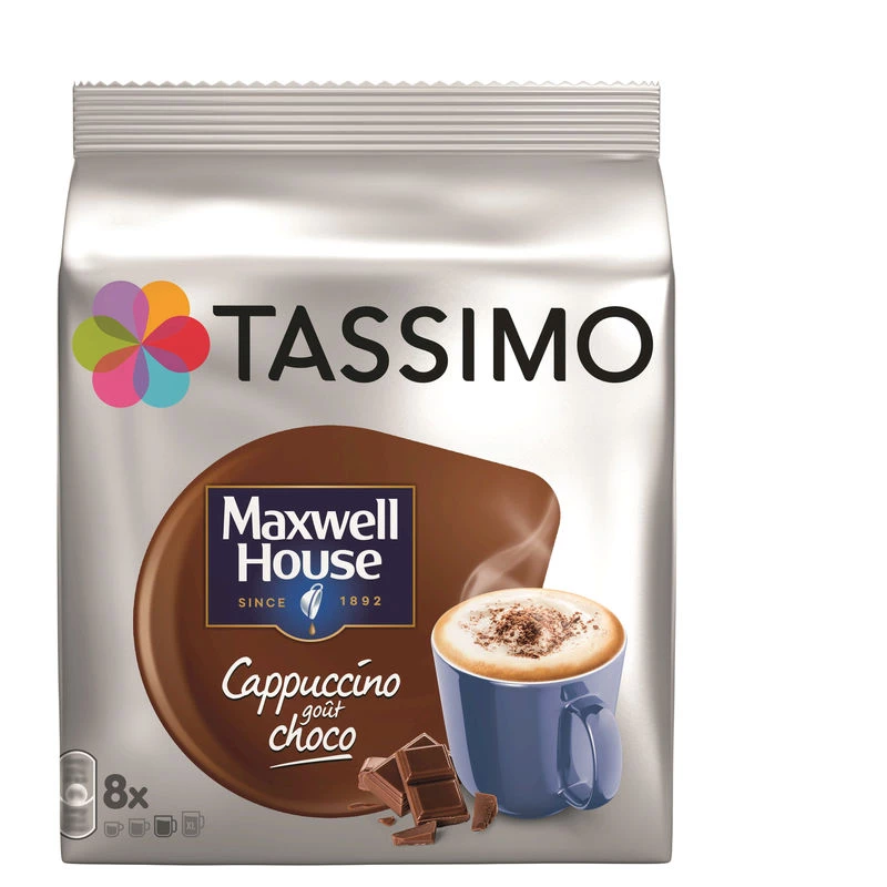 Cappucino smaak Choco Maxwell House X8 Dosettes 208g - TASSIMO