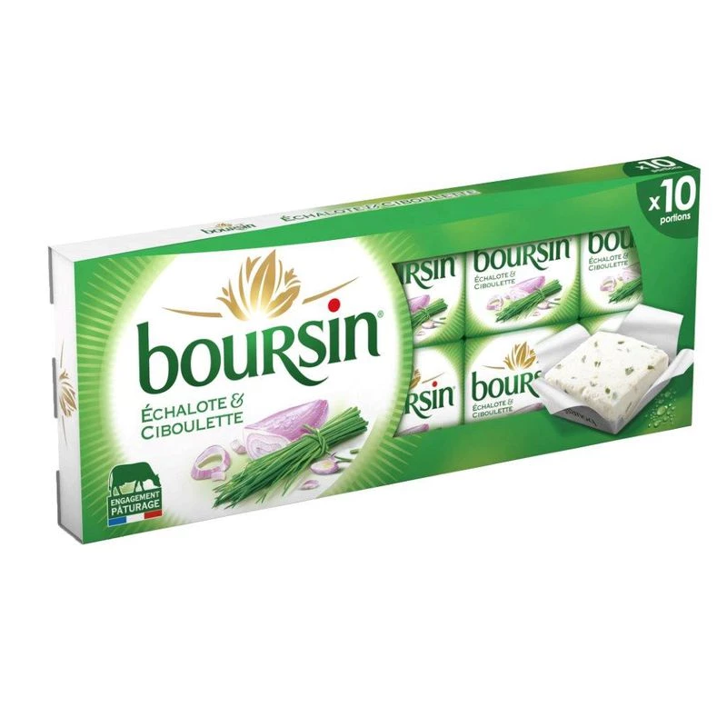 Fromage Boursin Echalote&ciboulette. 10p 160gr - BOURSIN