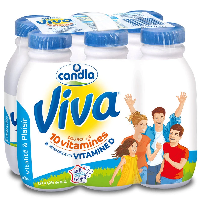 Viva semi-skimmed milk 6x50cl - CANDIA