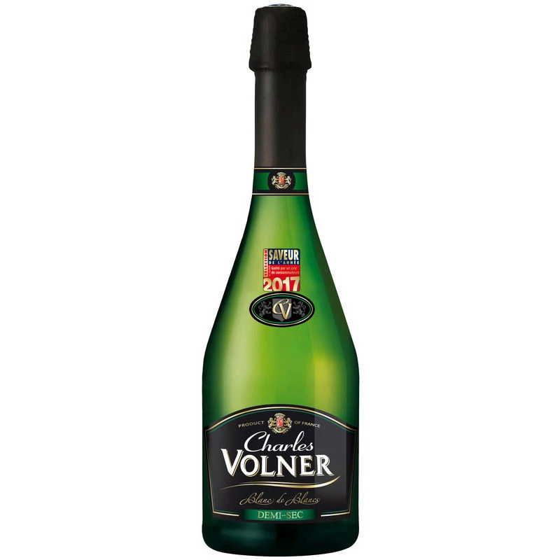 Vin Mousseux Blanc de blancs  Demi-Sec, 11°, 75cl - CHARLES VOLNER
