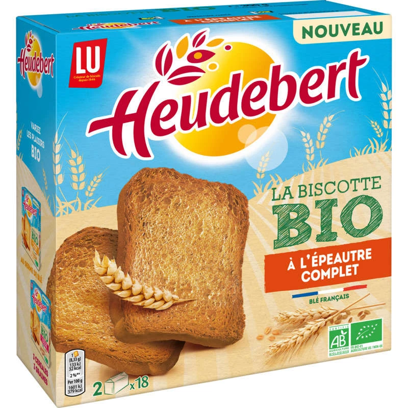 Biscottes Bio à l'Epeautre Complet 300g - HEUDEBERT