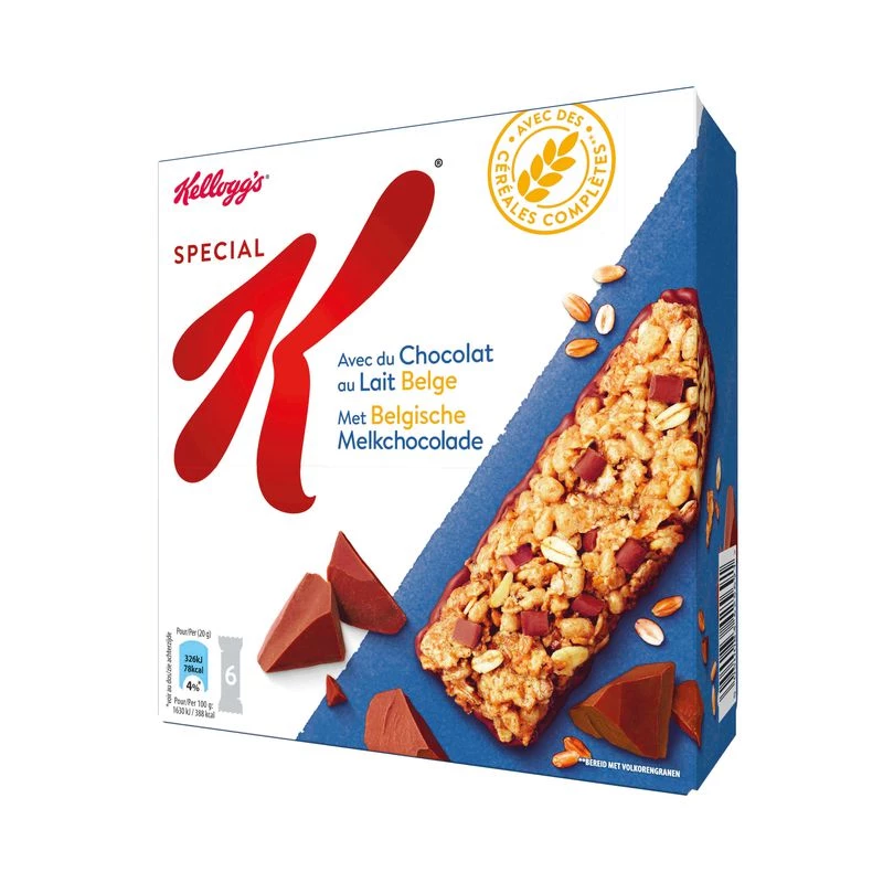 Barres céréales spécial K au chocolat au lait x6 120g - KELLOGG'S