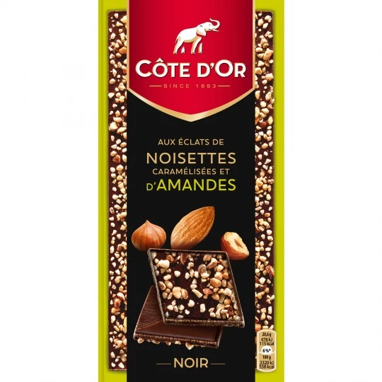 Dark chocolate bar with hazelnuts and almonds 103g - COTE D'OR