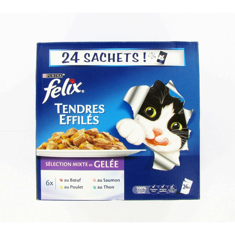 Pâtée pour chat effilés/viandes poissons Felix 24x100g - PURINA