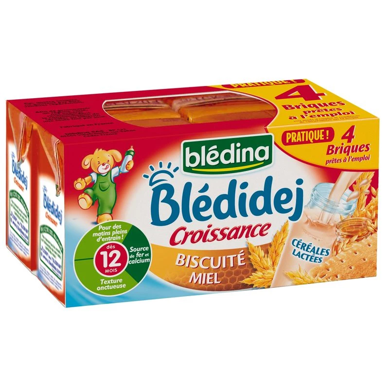 Blédidej croissance biscuité et miel dès 12 mois 4x250ml - BLEDINA