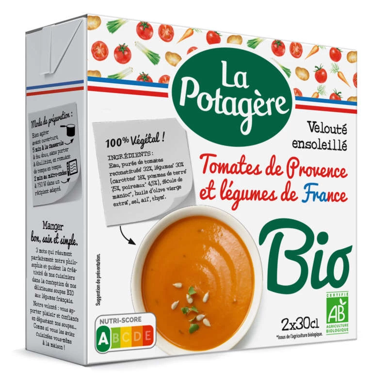 Cream of Tomatoes from Provence and Organic Vegetables, 2x30cl - LA POTAGERE