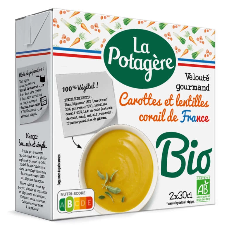 Organic Gourmet Carrot and Coral Lentil Velouté - LA POTAGERE