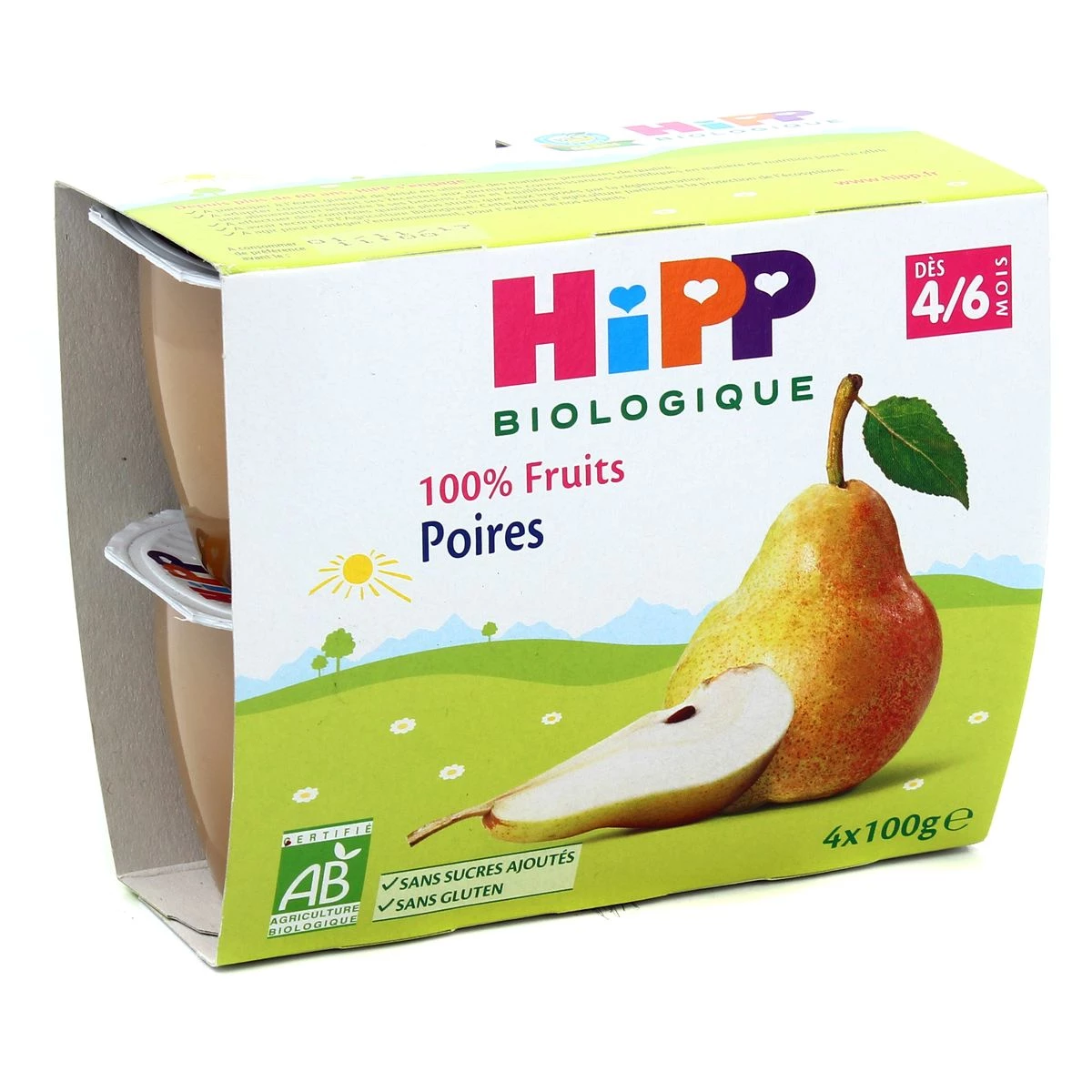 Organic pear baby compotes from 4/6 months 4x100g - HIPP