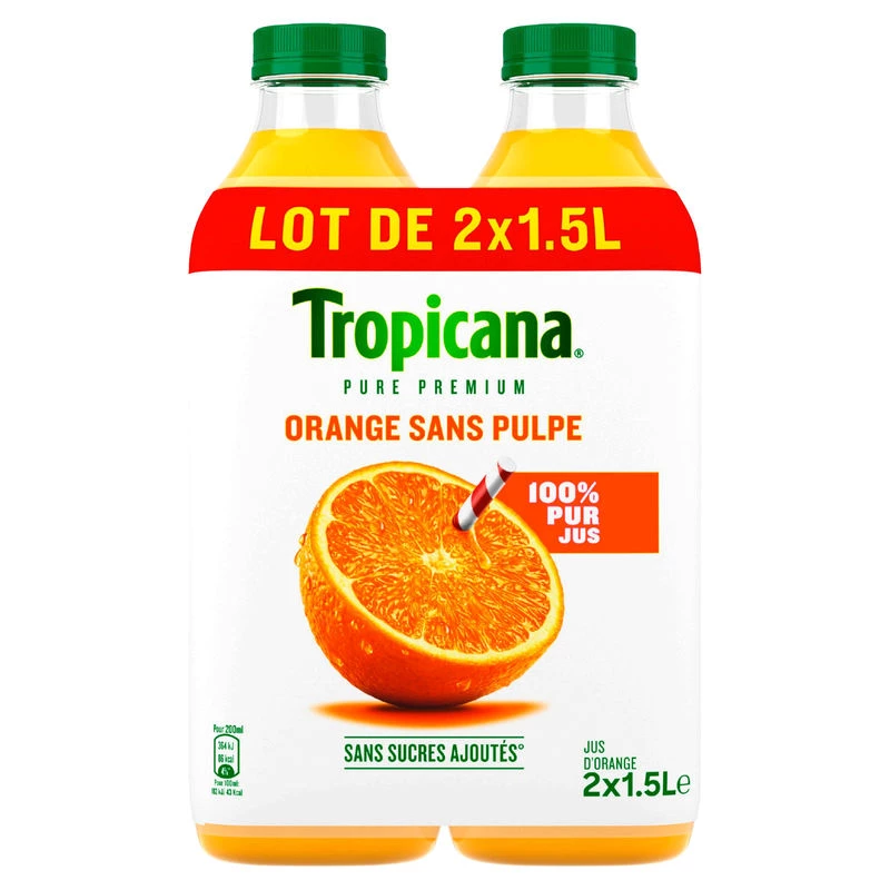 Pure orange juice without pulp 2x1,5L - TROPICANA