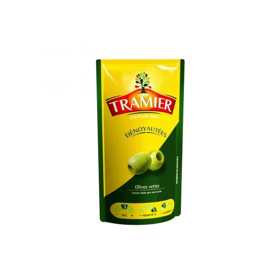 Pitted Green Olives, 100g - TRAMIER