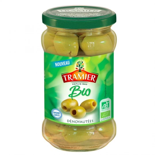 Organic pitted green olives 130g - TRAMIER