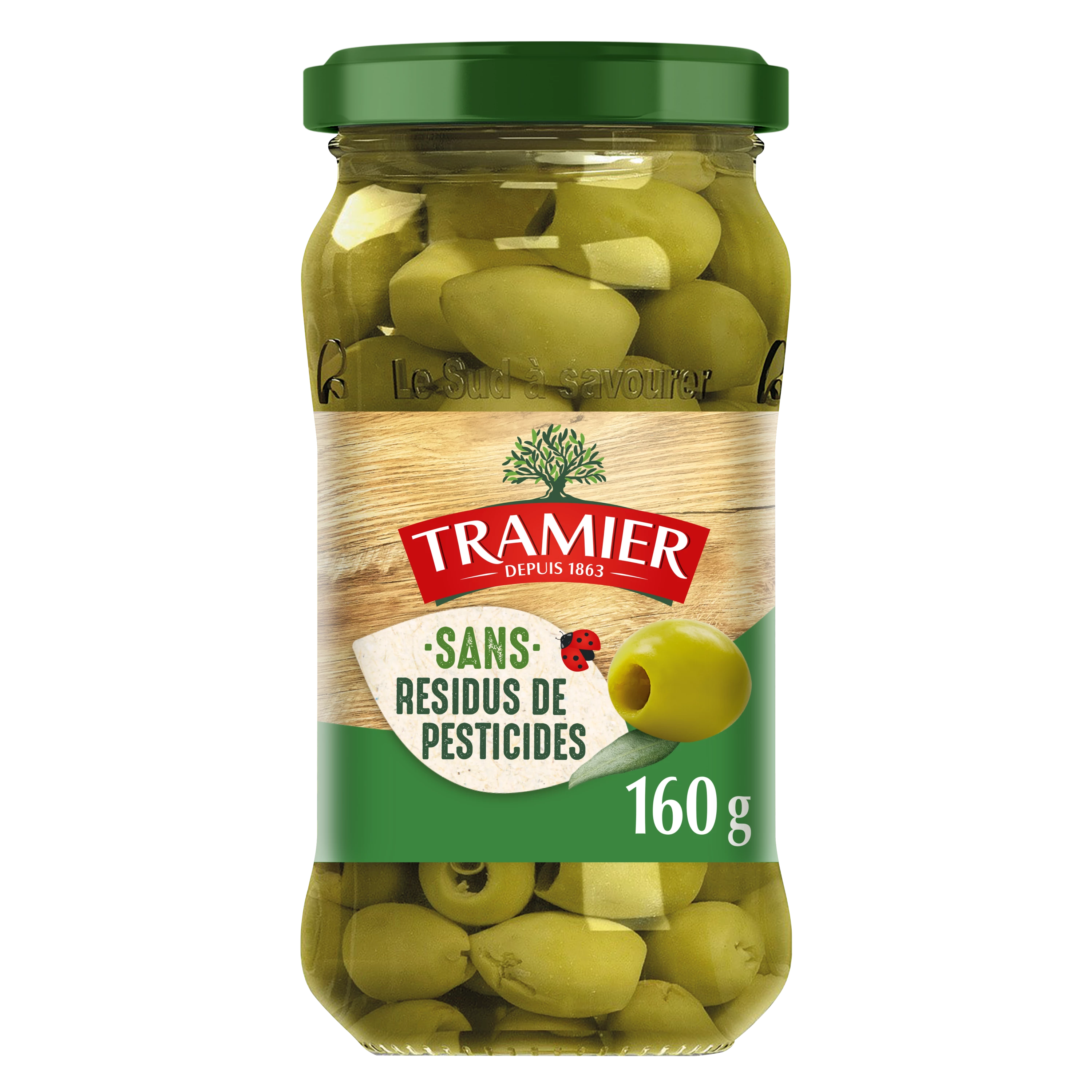 ManzanilLa Variety Green Olives No Residue, 160g - TRAMIER