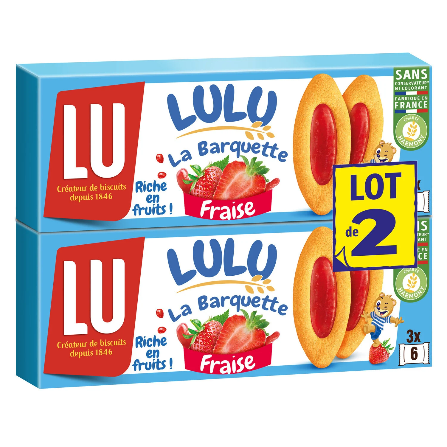 Biscuits à La Fraise La Barquette Lulu 2x120g - Lu