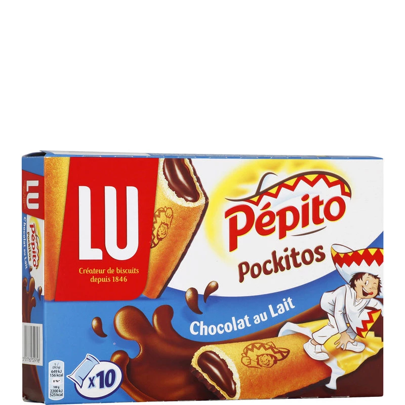 Biscoitos de chocolate ao leite Pépito Pockitos 295g - LU