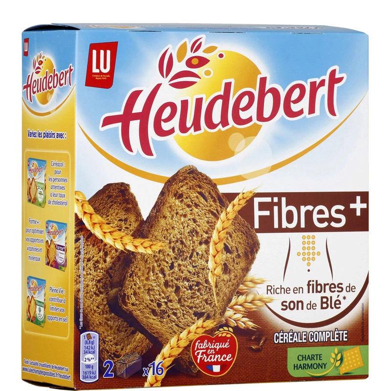 Biscottes céréale complète fibres + 280g - HEUDEBERT