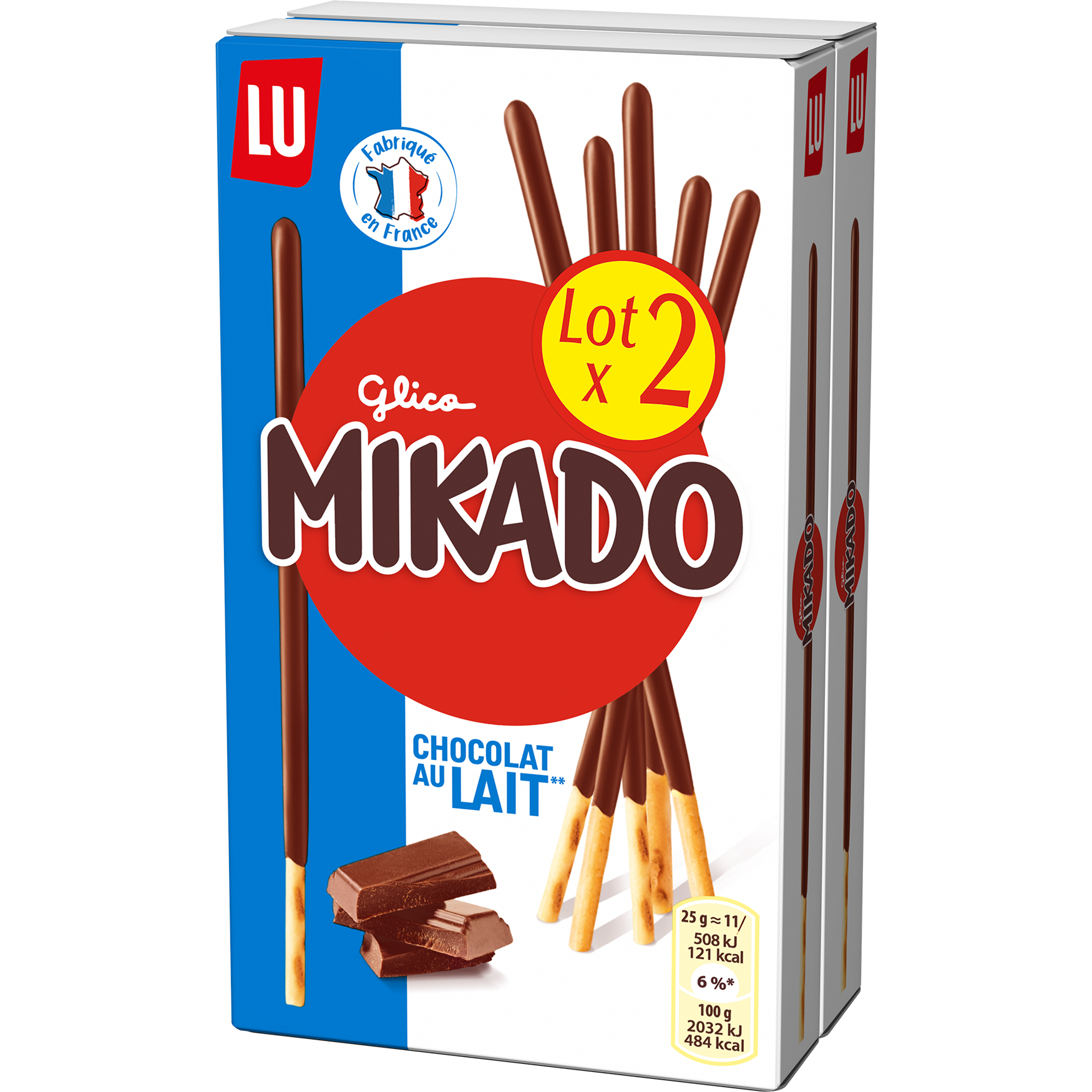 Mikado au chocolat au lait, Lu LOT DE 3 (3 x 90 g)