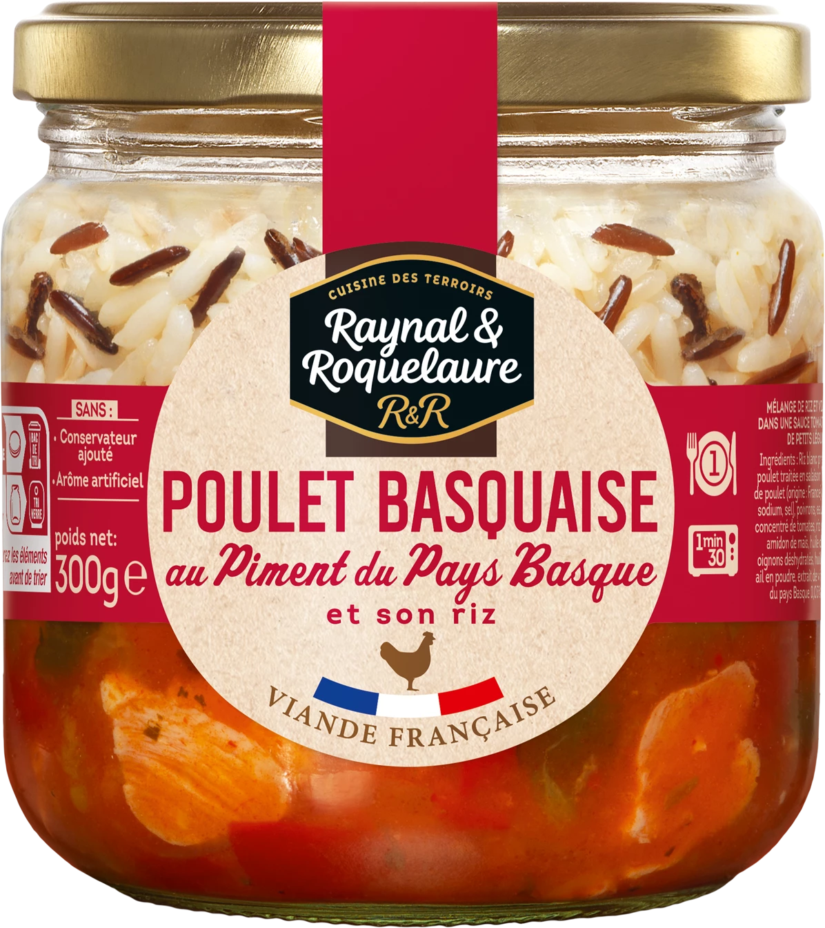 Plat Cuisiné Poulet Basquaise au Piment du Pays Basque; 300g  -  RAYNAL ET ROQUELAURE