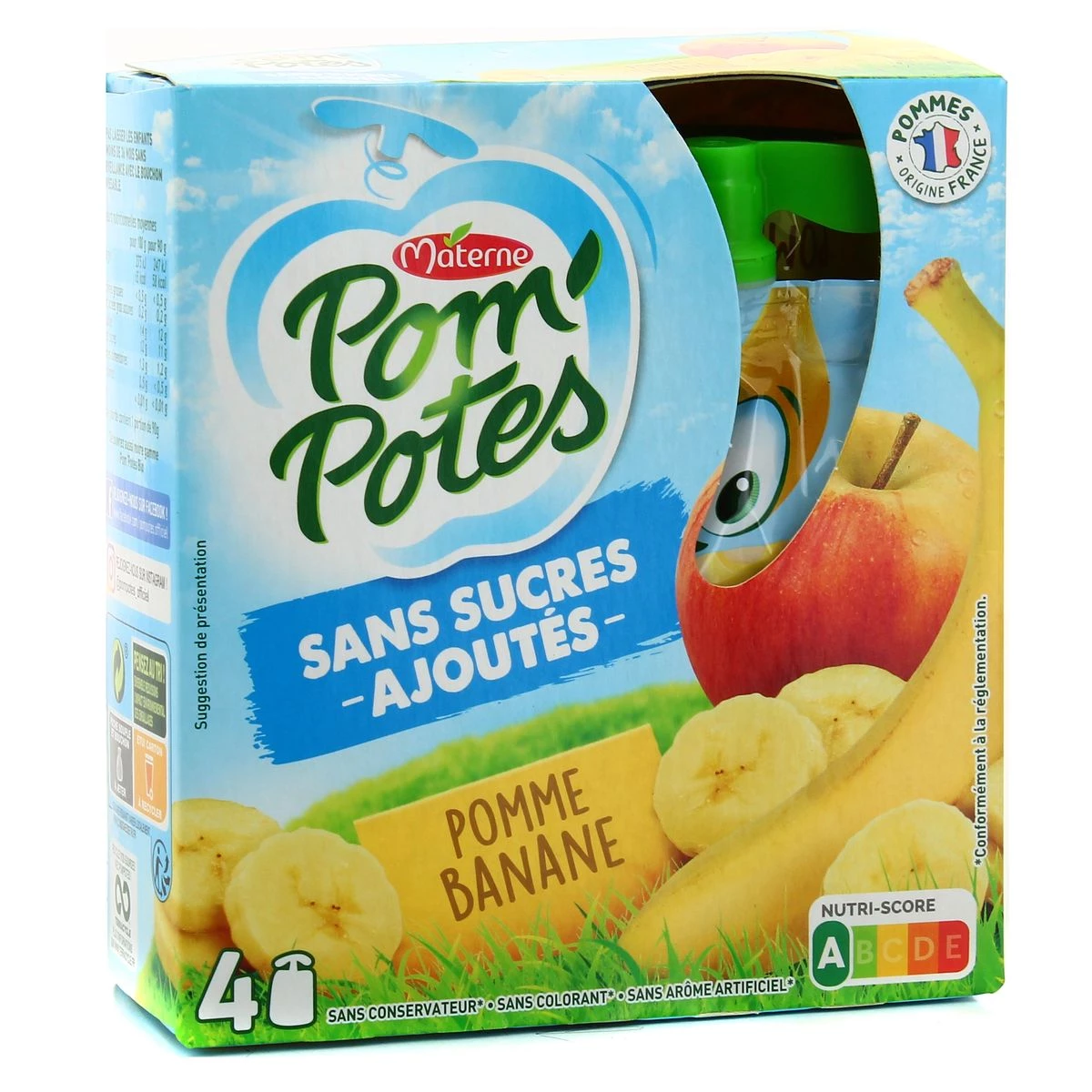 Apple Banana Compotes without added sugar 4x90g - POM'POTES