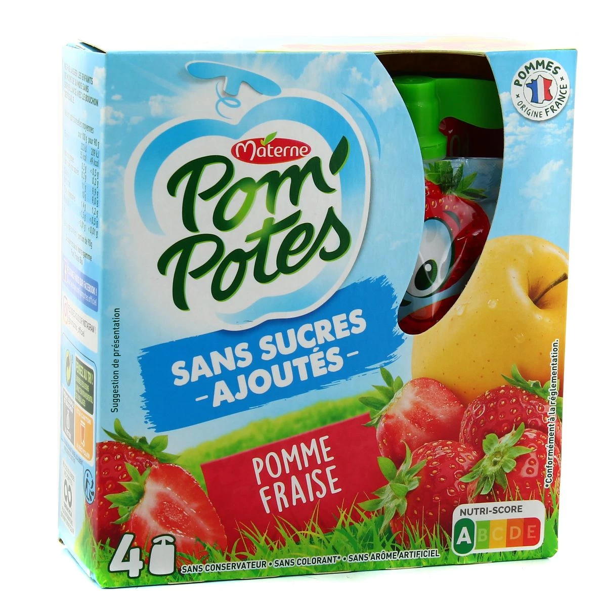 Apple and strawberry compotes 4x90g - POM' POTES