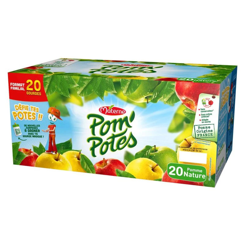 Compote pomme natuur 20x90g - POM' POTES