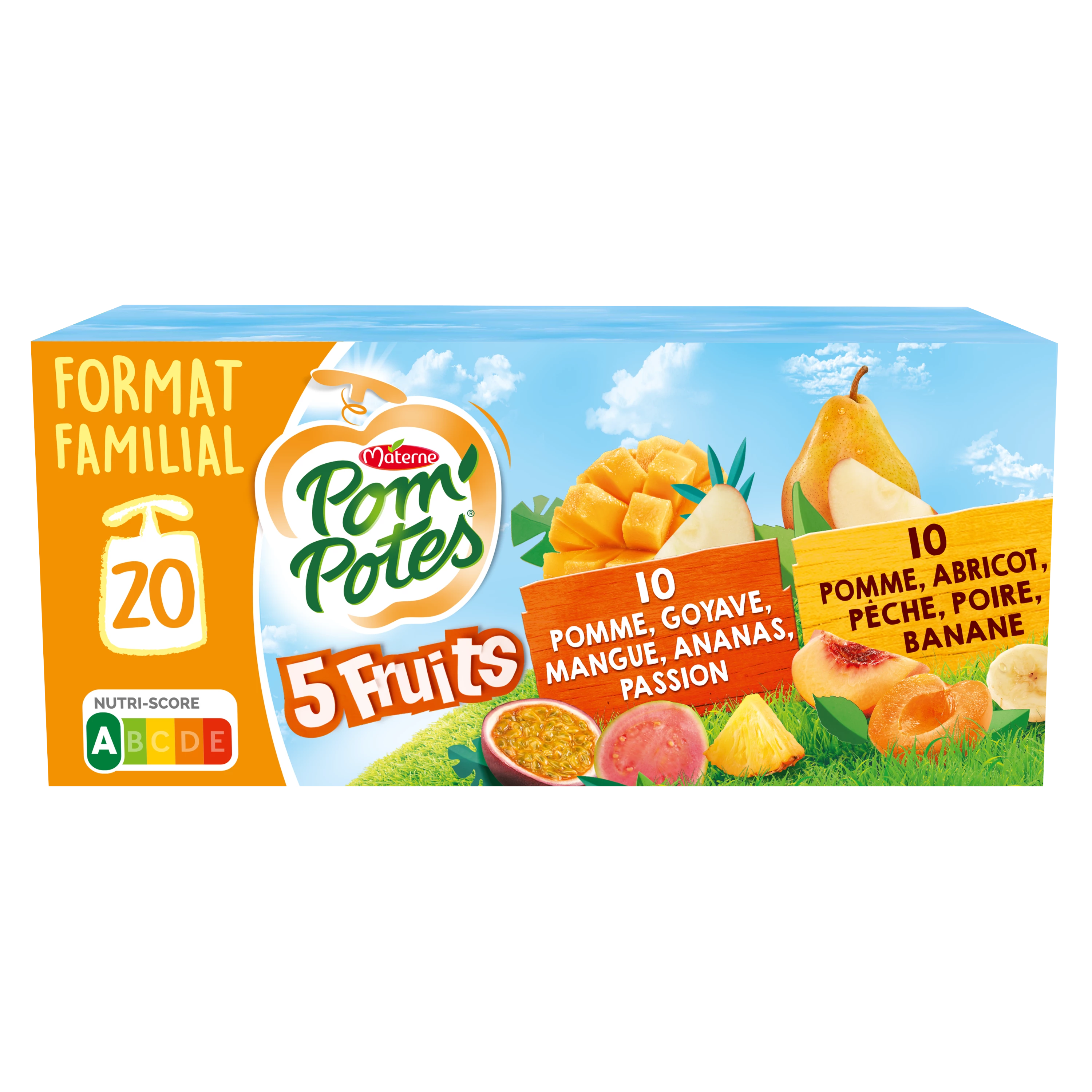 Compotes  5 Fruits Jaunes 20x90g - POM' POTES