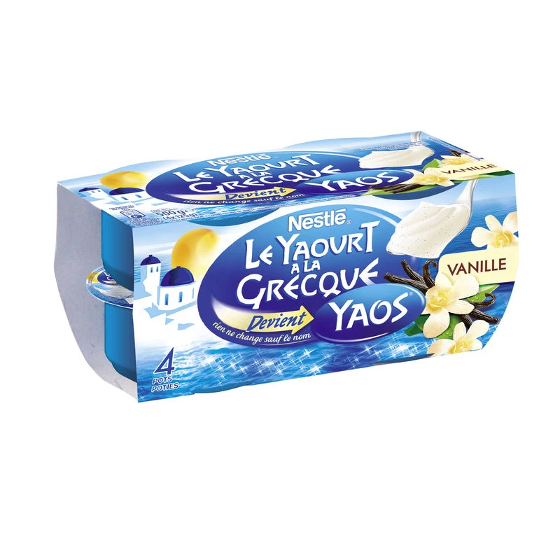 Iogurte grego sabor baunilha 4x125g - YAOS