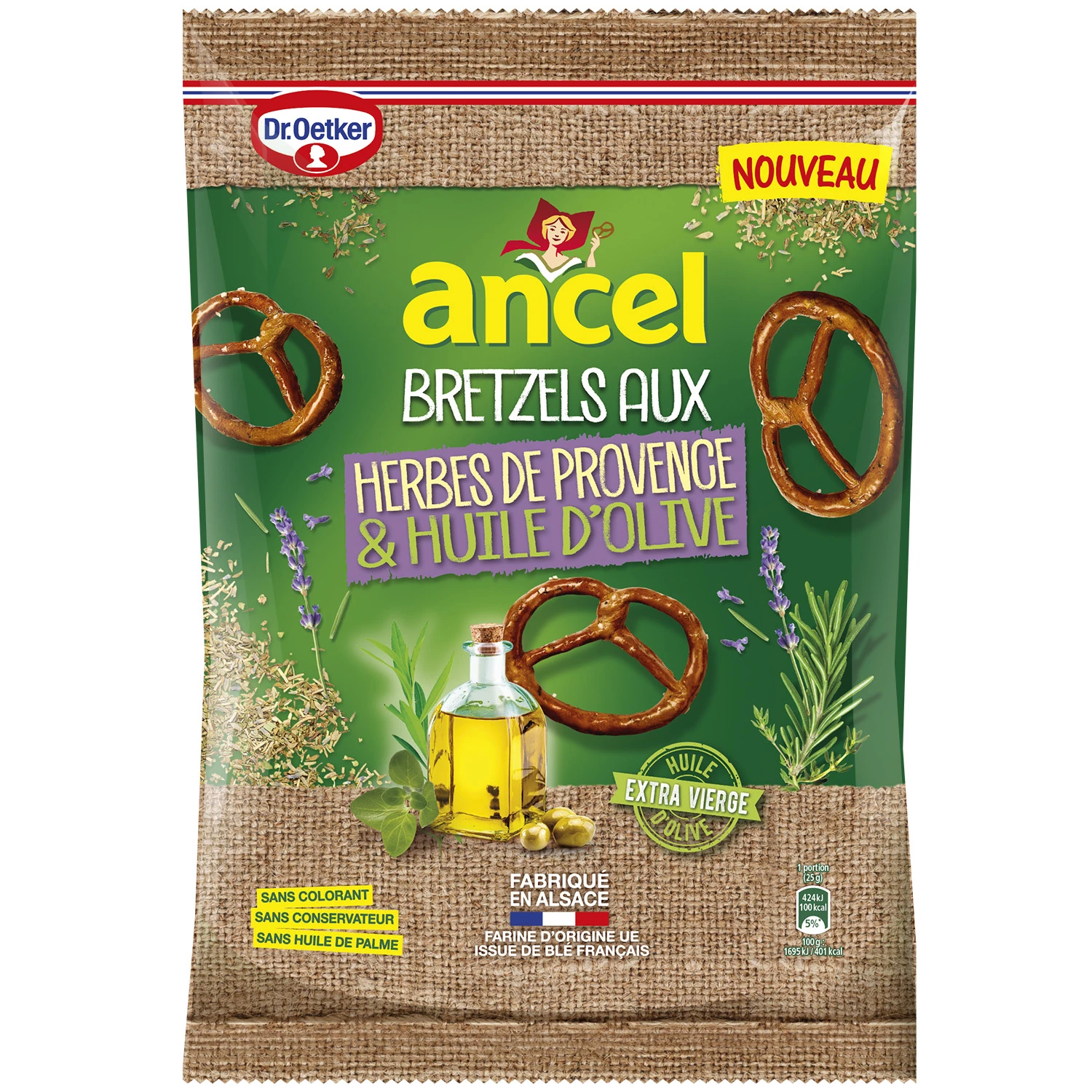 Bretzels aux Herbes et Huile d'Olive, 125g - ANCEL