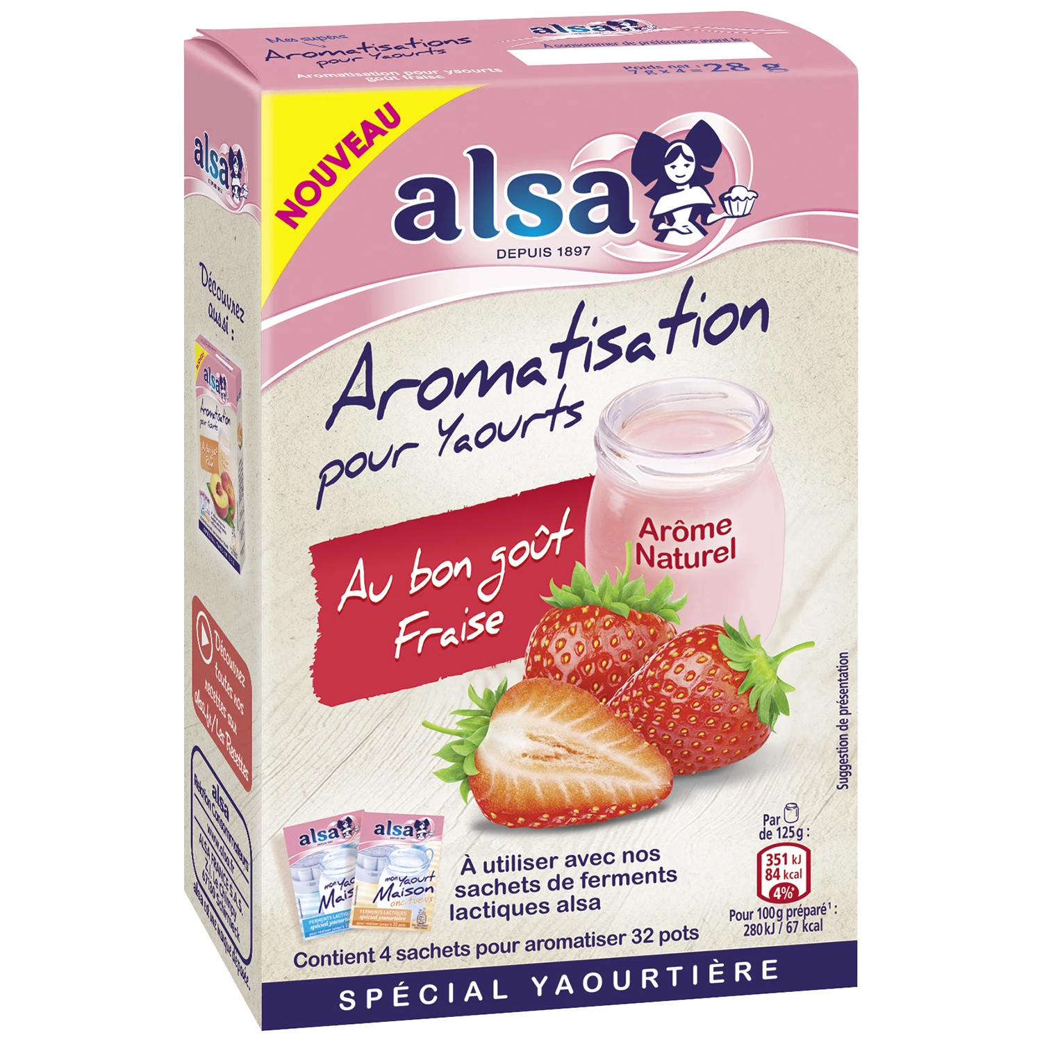 Flavoring for Yogurts with Strawberry flavor, 4x7g - ALSA