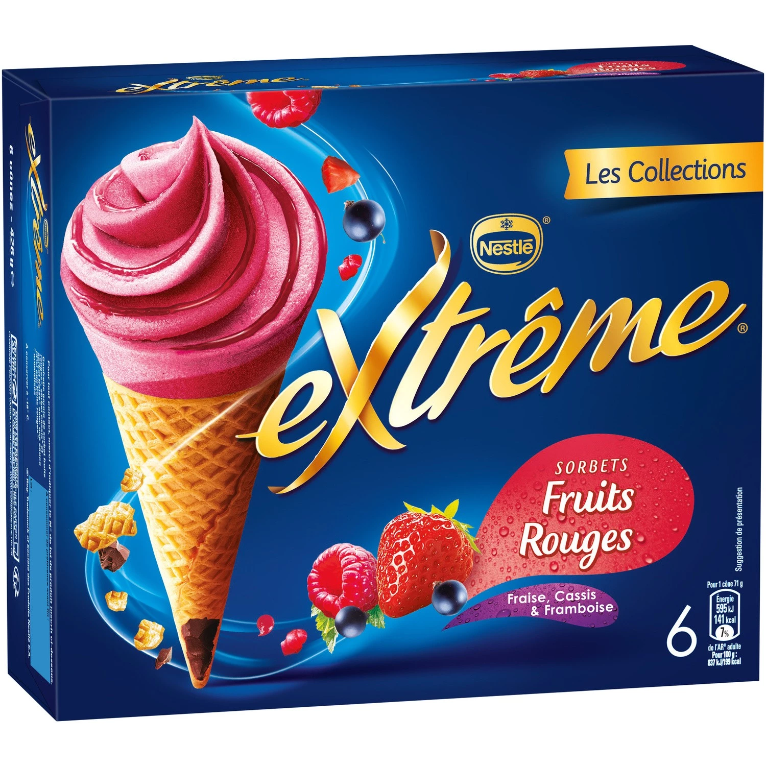 Extreme red fruit sorbet ice cream x6 - NESTLE