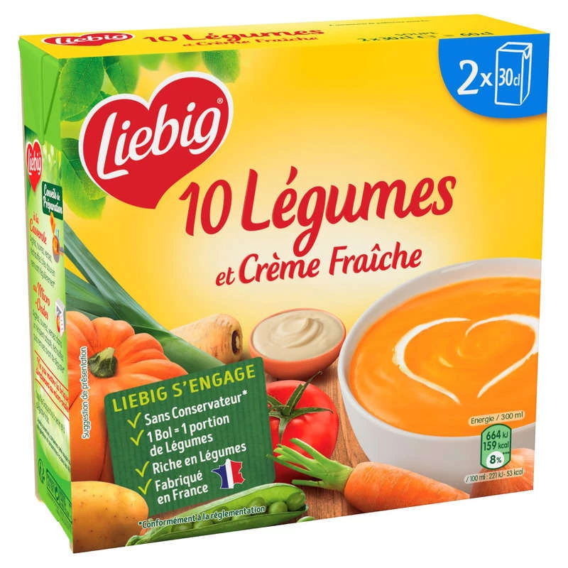Sopa de 10 Legumes e Creme Fresco, 2x30g-LIEBIG