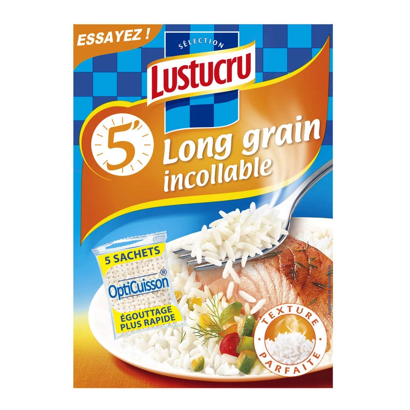 Riz Long Incollable 5min  450g (5x90g) - LUSTUCRU