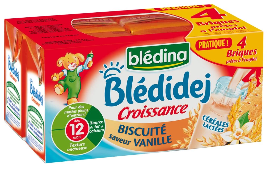 Blédidej 成长饼干香草味 12 个月起 4x250ml - BLEDINA