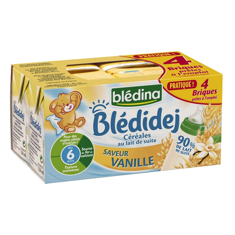 Blédidej hương vani từ 6 tháng 4x250ml - BLEDINA