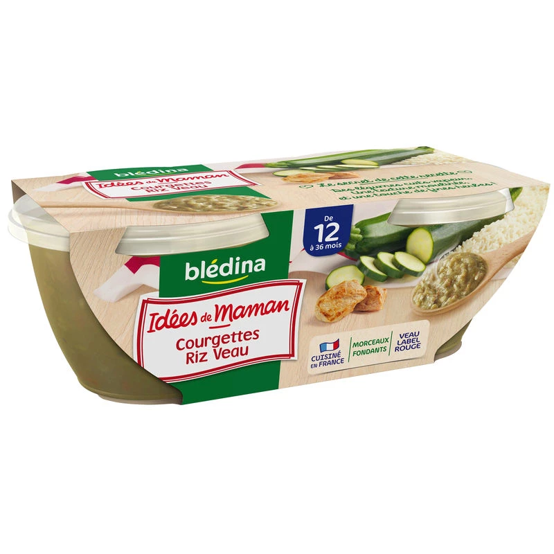 Tarritos de calabacín/arroz/ternera a partir de 12 meses 2x200g - BLEDINA