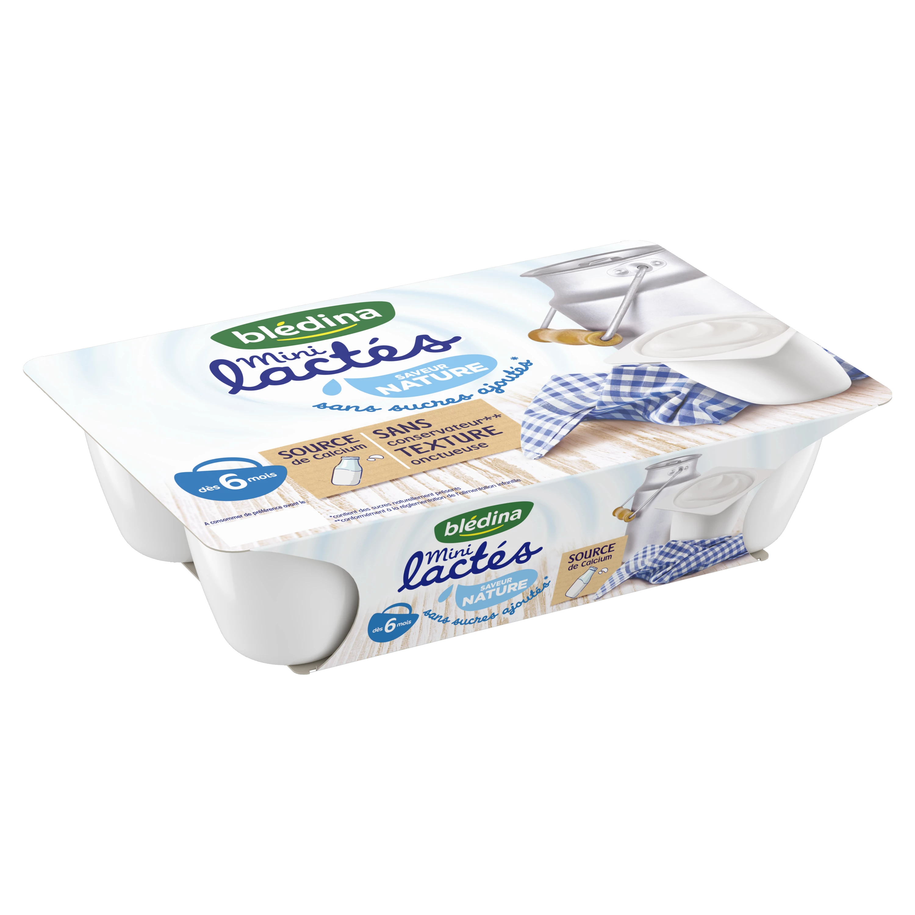 砂糖不使用のナチュラルミニ乳製品ベビーデザート 6ヵ月から 55g×6個 - BLEDINA