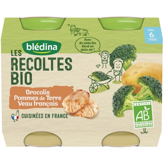 Chậu bông cải xanh/khoai tây/thịt bê hữu cơ nhỏ từ 6 tháng 2x200g - BLEDINA