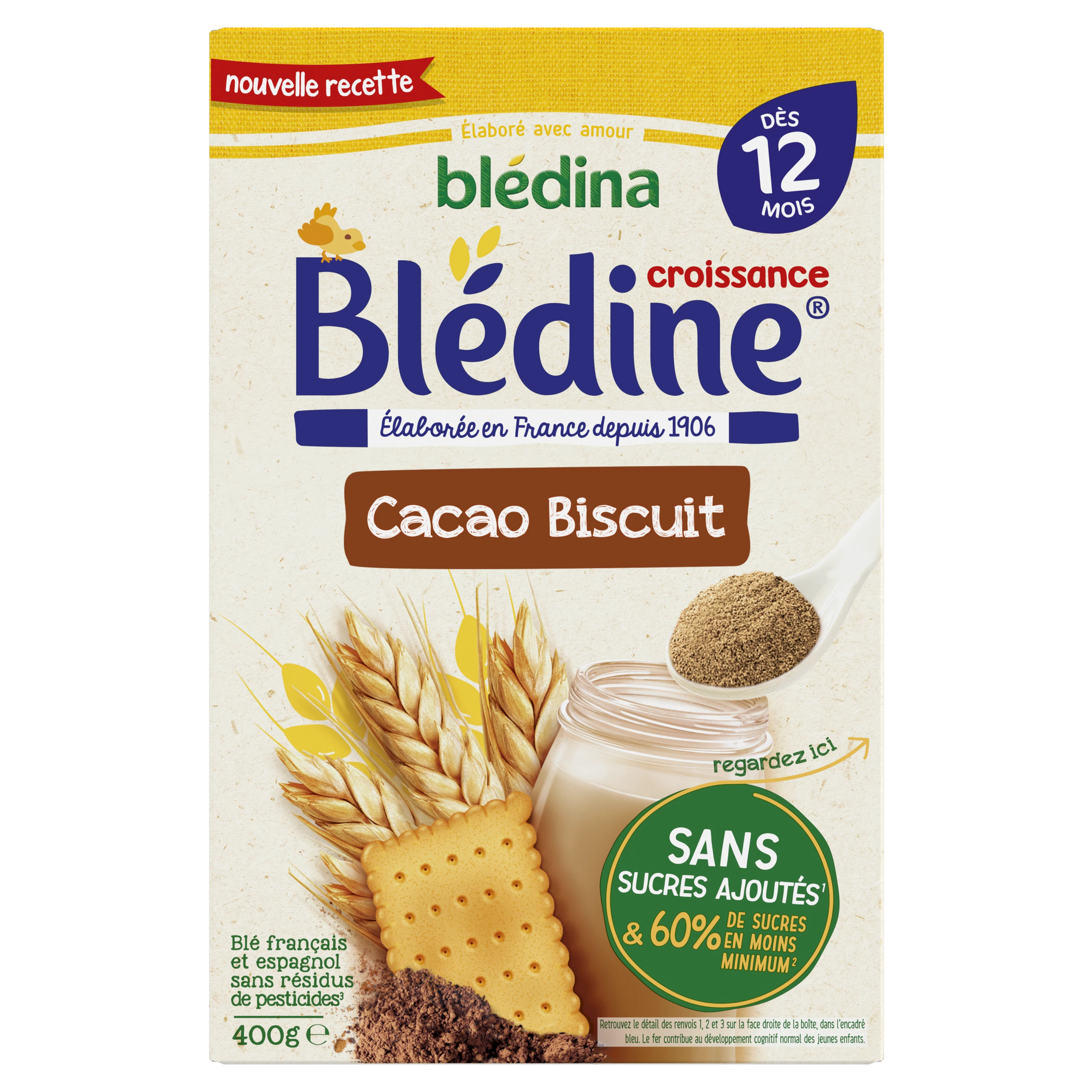 Céréales blédine croissance choco-biscuitée dès 12 mois 400g - BLEDINA