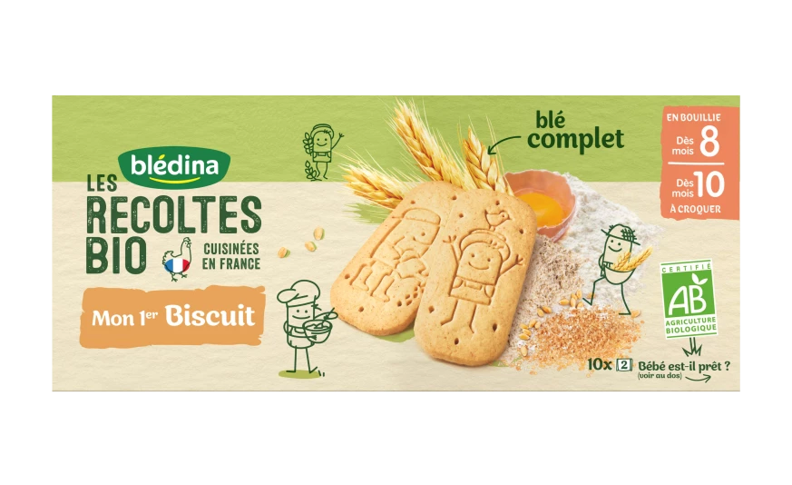 Bánh quy lúa mì nguyên cám hữu cơ cho bé từ 8 tháng 150g - BLEDINA