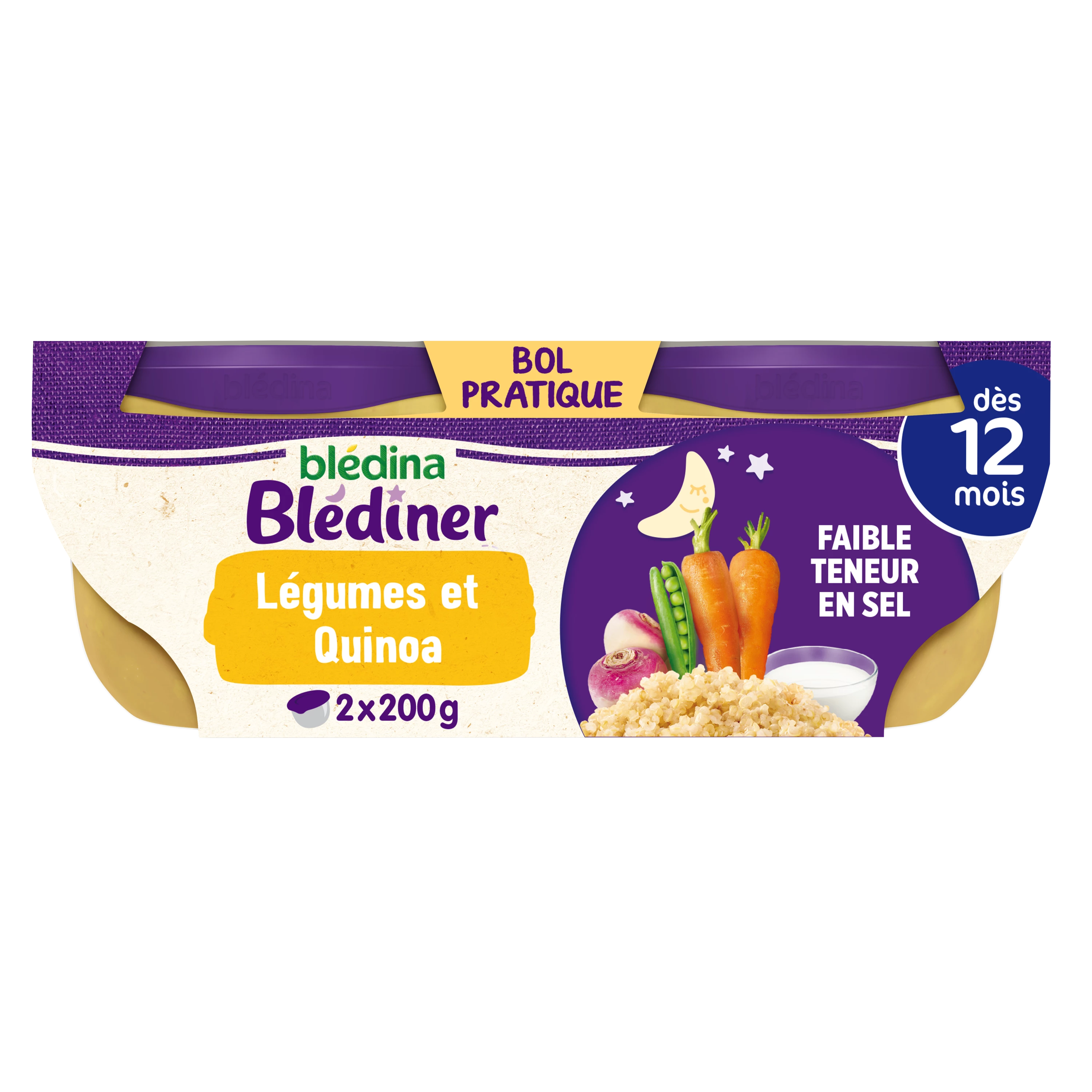 Comida bebe a partir de 12 meses verdura/quinoa 2x200g -  BLEDINA