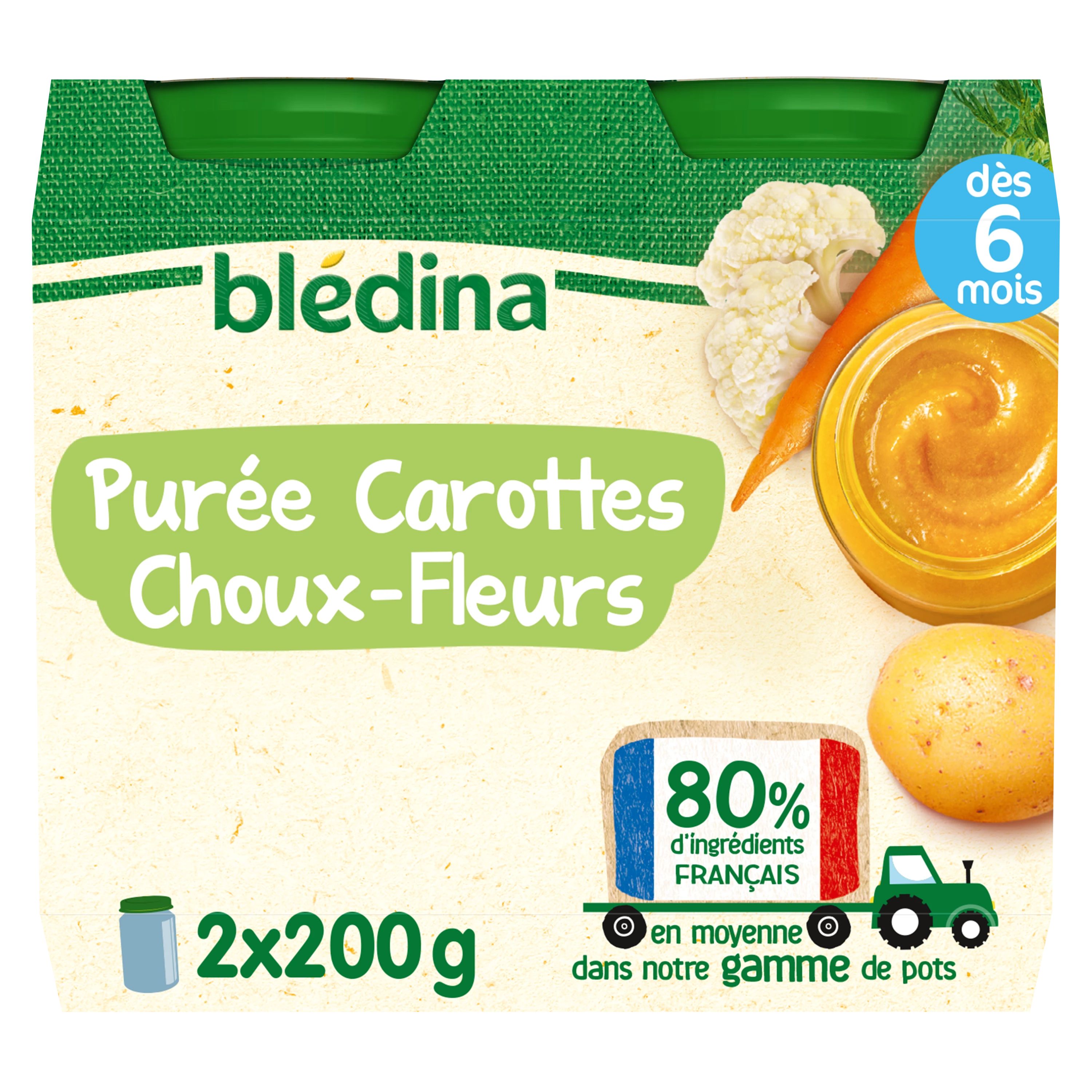 Petit pot purée carottes choux-fleurs dès 6 mois 2x200g - BLEDINA