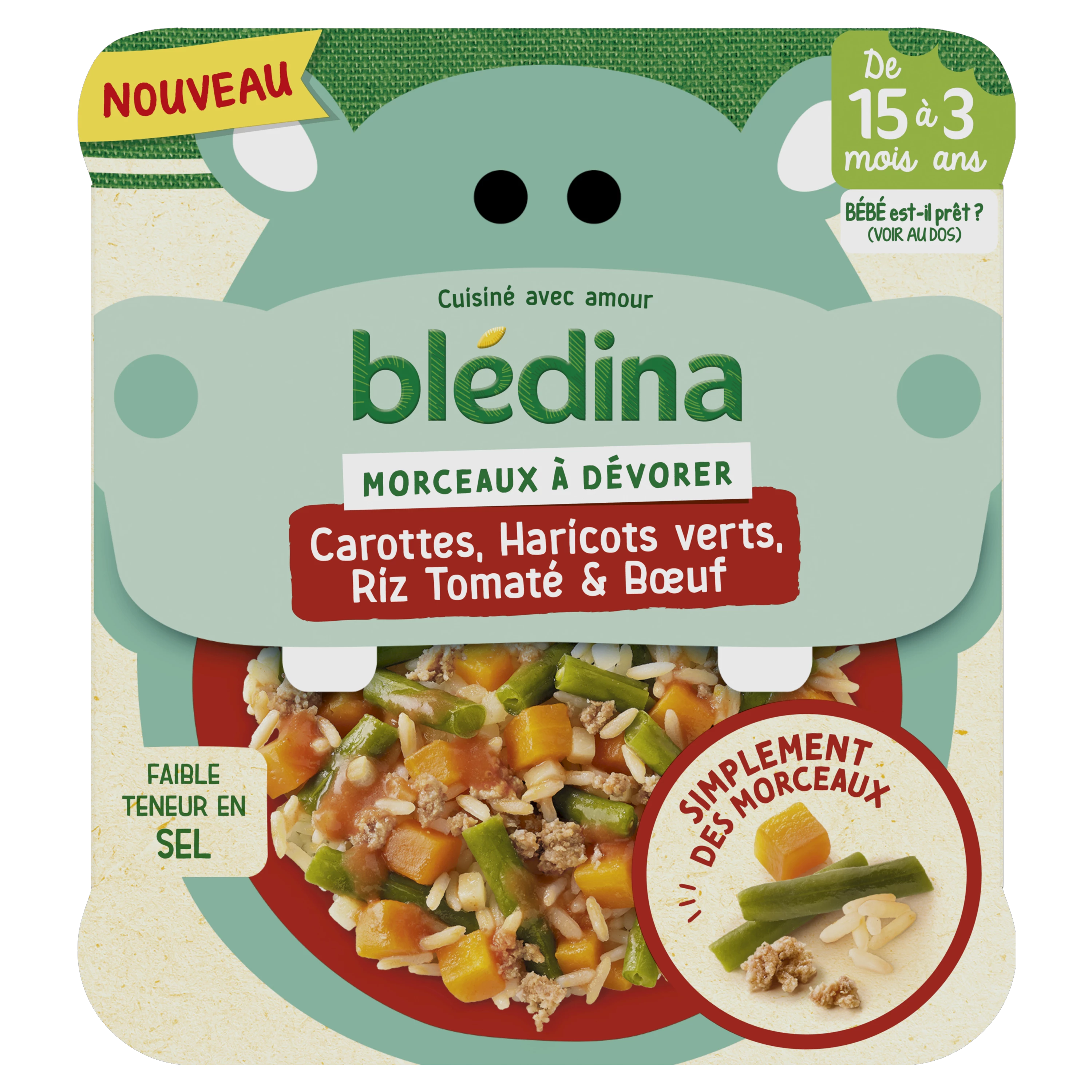 Món ăn cho bé từ 15 tháng cà rốt đậu xanh cơm cà chua thịt bò 200g - BLEDINA