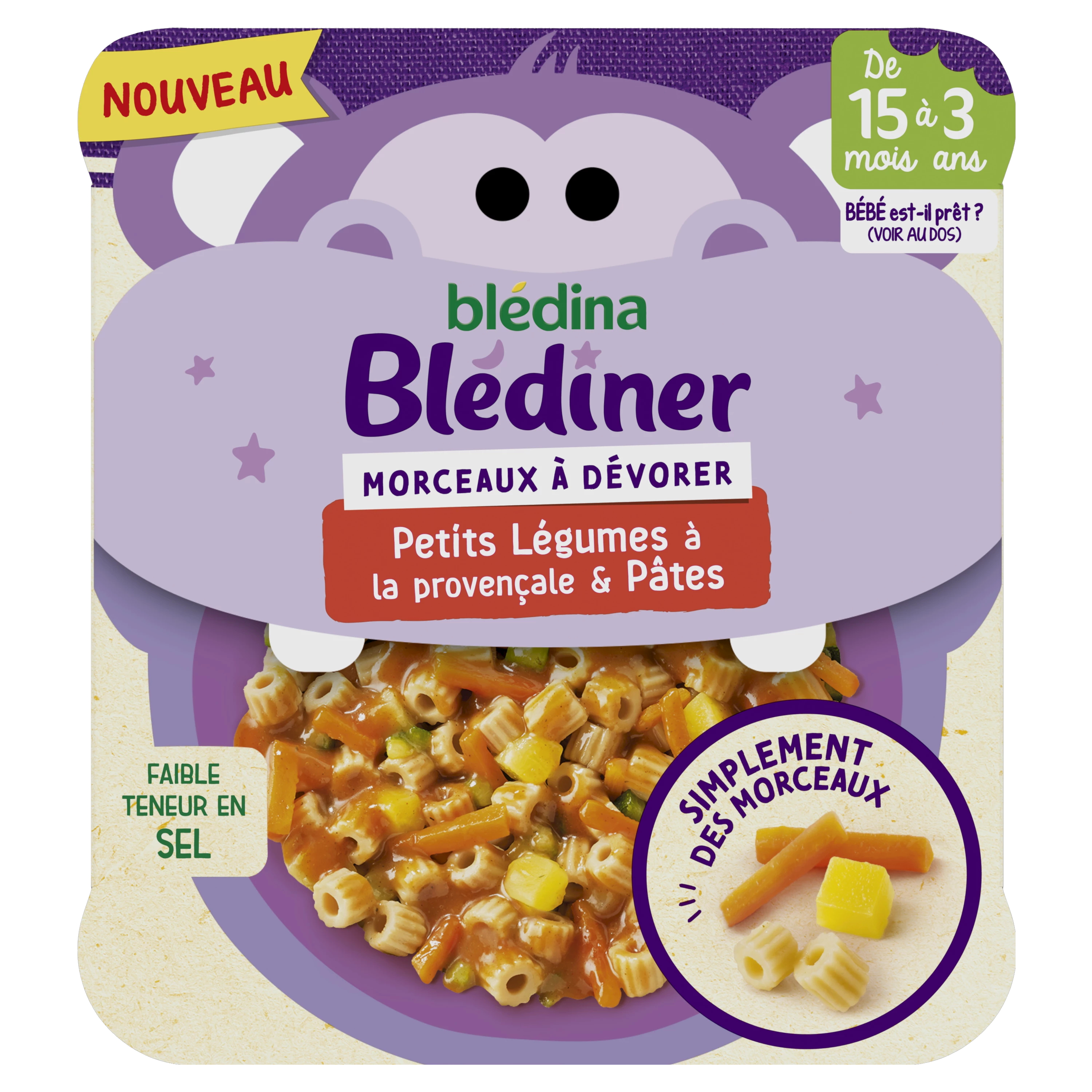 Món ăn tối cho bé từ 15 tháng miếng rau củ kiểu Provencal Mì ống Blédiner 200g - BLEDINA