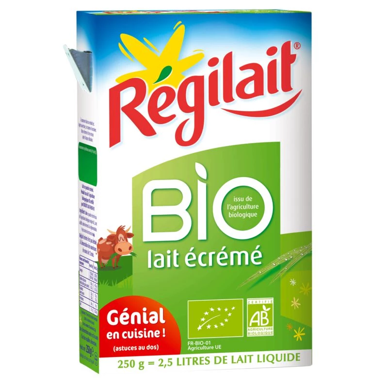 حليب عضوي خالي الدسم 250 جرام - REGILAIT
